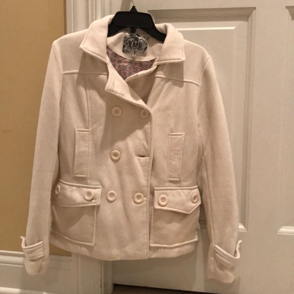 YMI Outerwear cream medium cotton pea coat